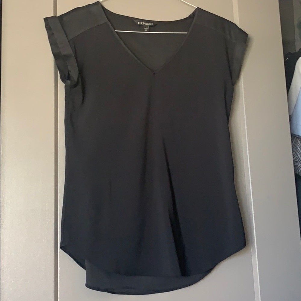 Black Silk V Neck